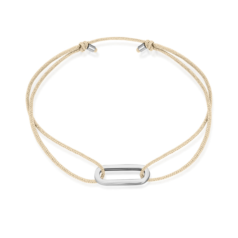 Single Anchor Stoff Armband - Weißgold