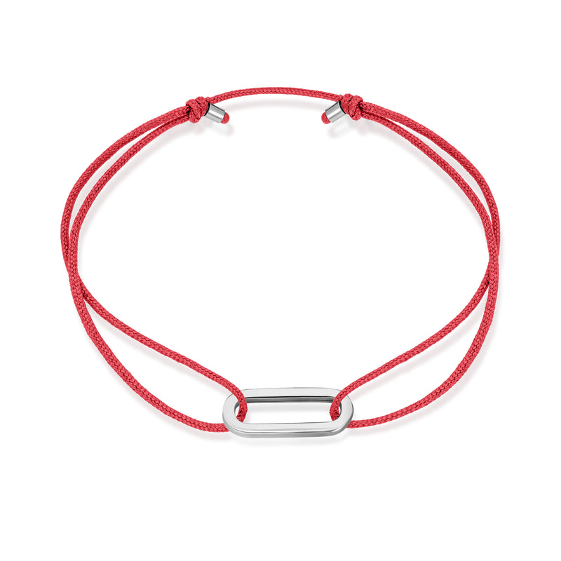 Single Anchor Stoff Armband - Weißgold
