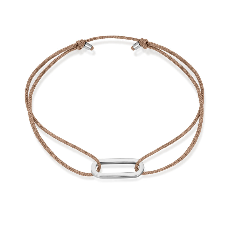 Single Anchor Stoff Armband - Weißgold