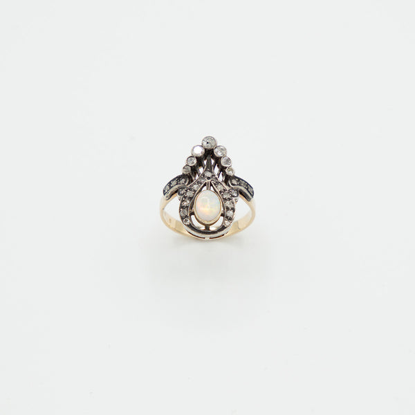 Vintage Opal Diamant Ring - Gelbgold