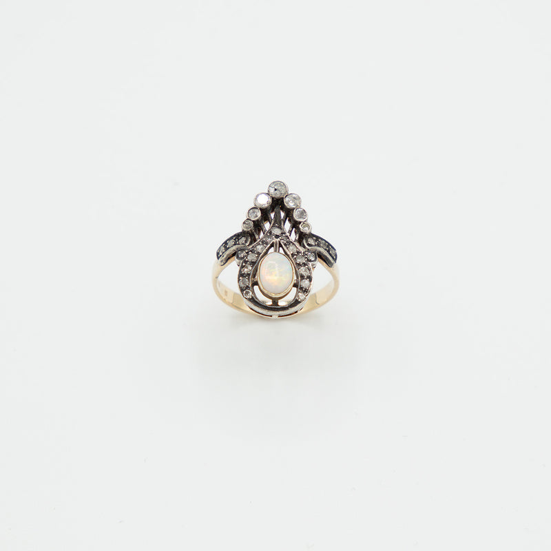 Vintage Opal Diamant Ring - Gelbgold