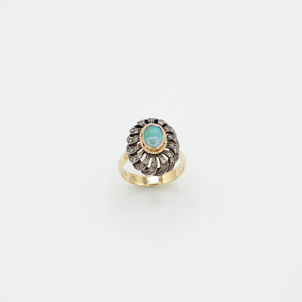Vintage Opal Diamant Ring - Gelbgold