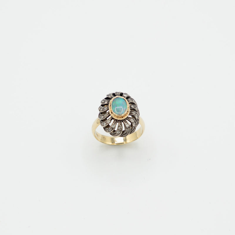 Vintage Opal Diamant Ring - Gelbgold