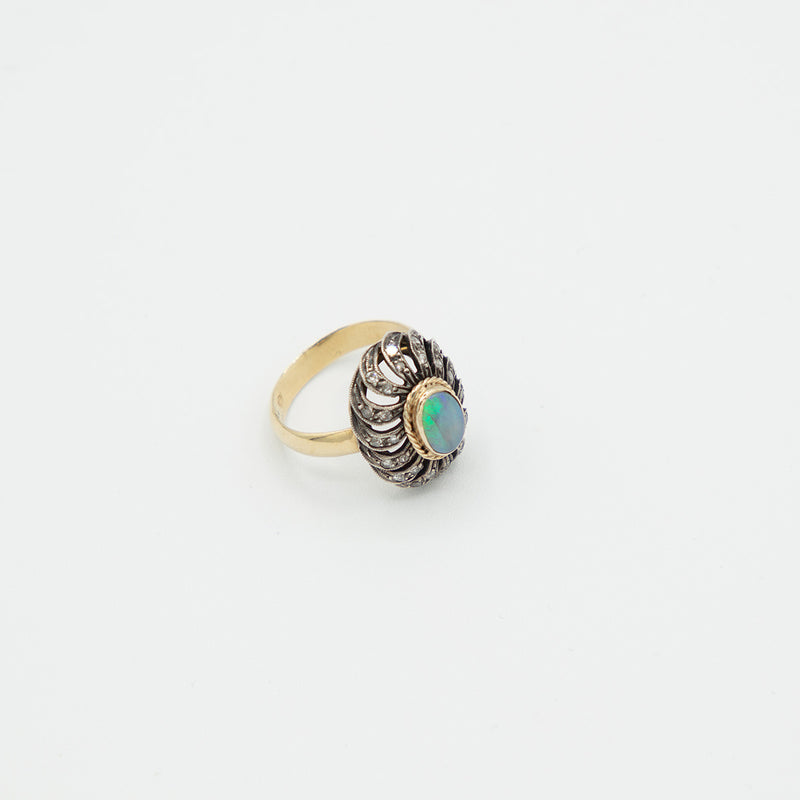 Vintage Opal Diamant Ring - Gelbgold