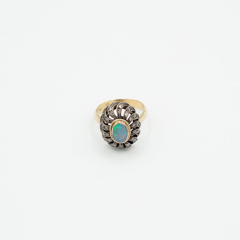 Vintage Opal Diamant Ring - Gelbgold