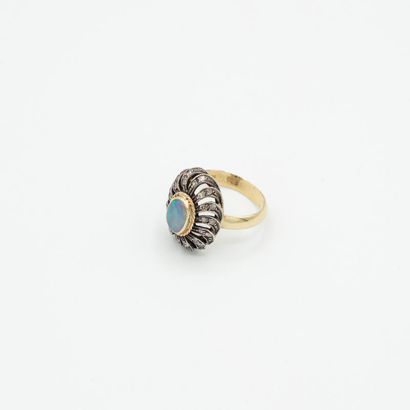 Vintage Opal Diamant Ring - Gelbgold