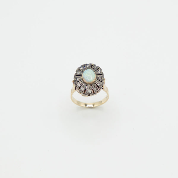 Vintage Opal Diamant Ring - Gelbgold
