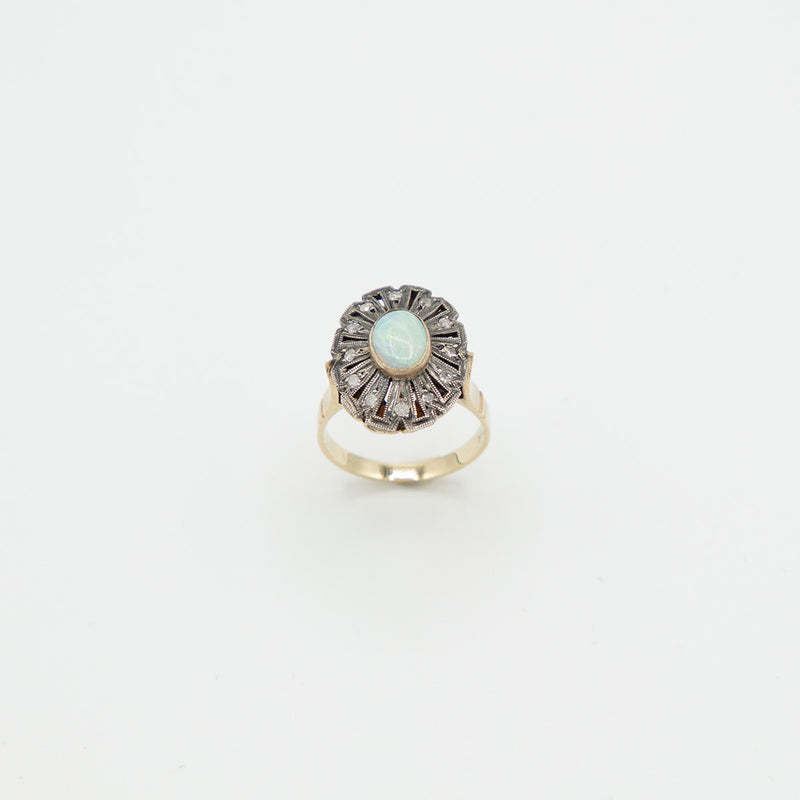 Vintage Opal Diamant Ring - Gelbgold