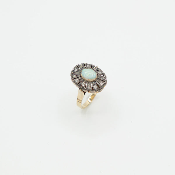 Vintage Opal Diamant Ring - Gelbgold