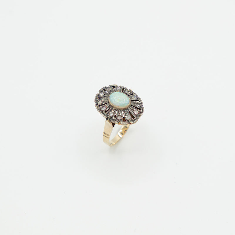 Vintage Opal Diamant Ring - Gelbgold