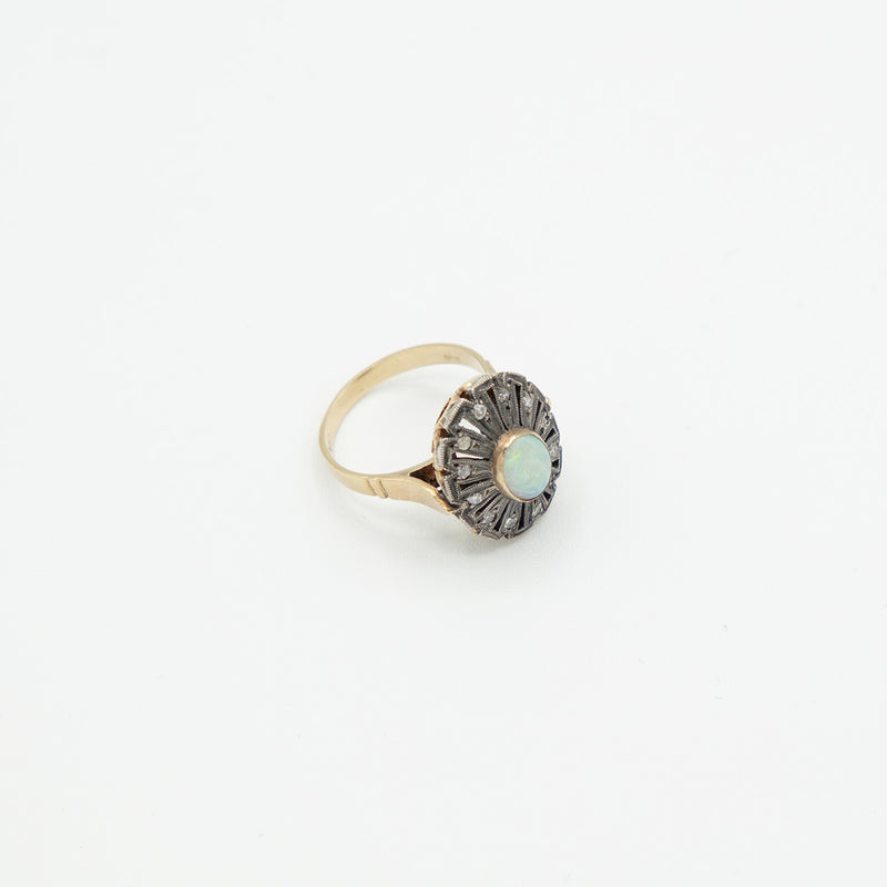 Vintage Opal Diamant Ring - Gelbgold