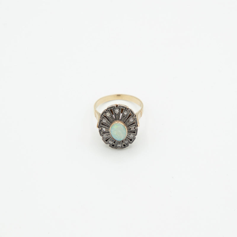 Vintage Opal Diamant Ring - Gelbgold