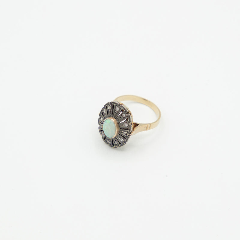 Vintage Opal Diamant Ring - Gelbgold