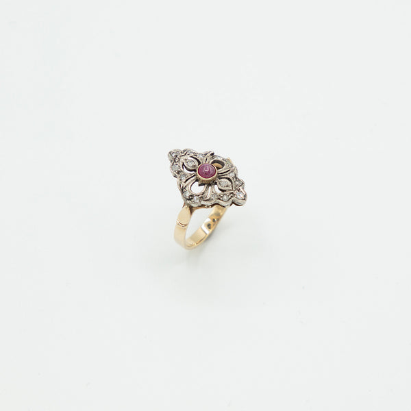 Vintage Rubin Diamant Ring - Gelbgold