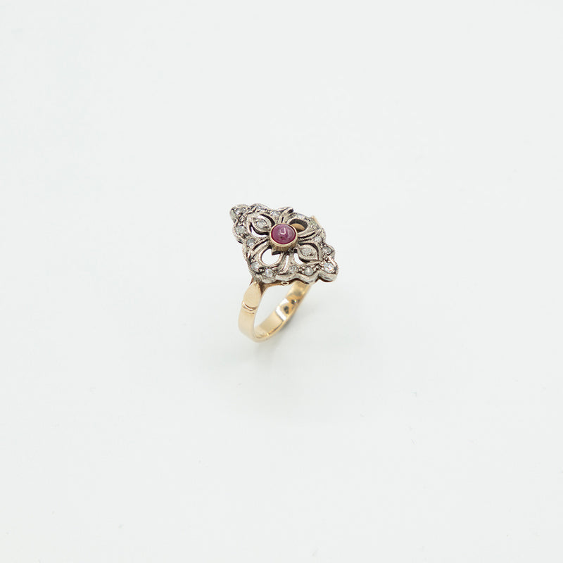Vintage Rubin Diamant Ring - Gelbgold