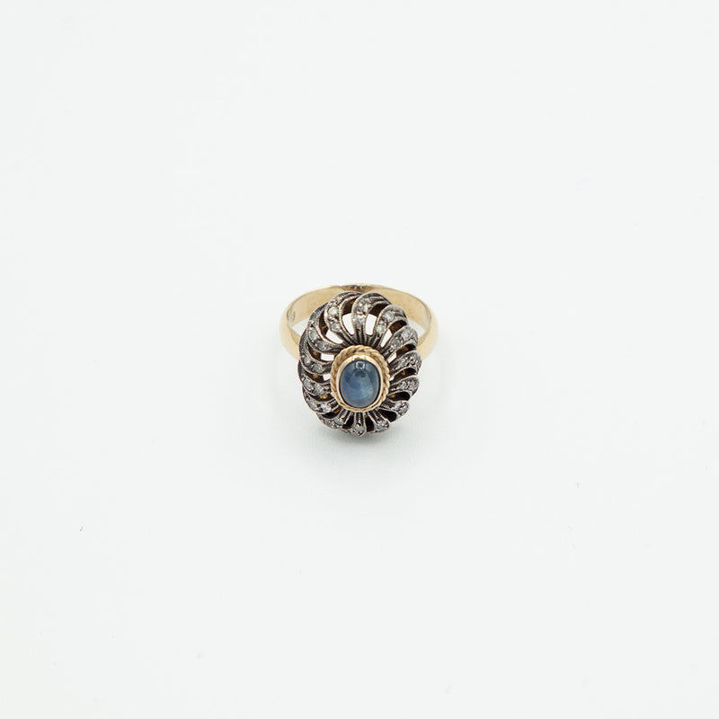 Vintage Saphir Diamant Ring - Gelbgold