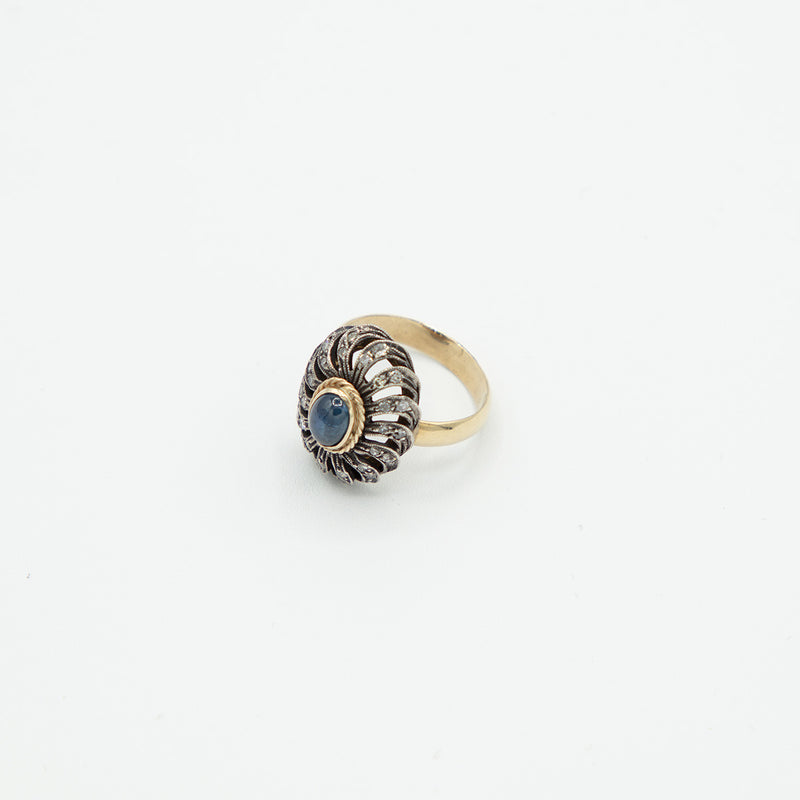 Vintage Saphir Diamant Ring - Gelbgold