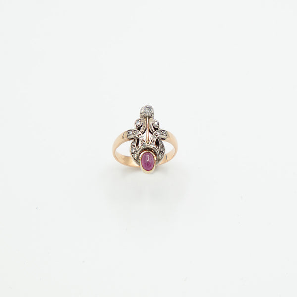 Vintage Rubin Diamant Ring - Gelbgold