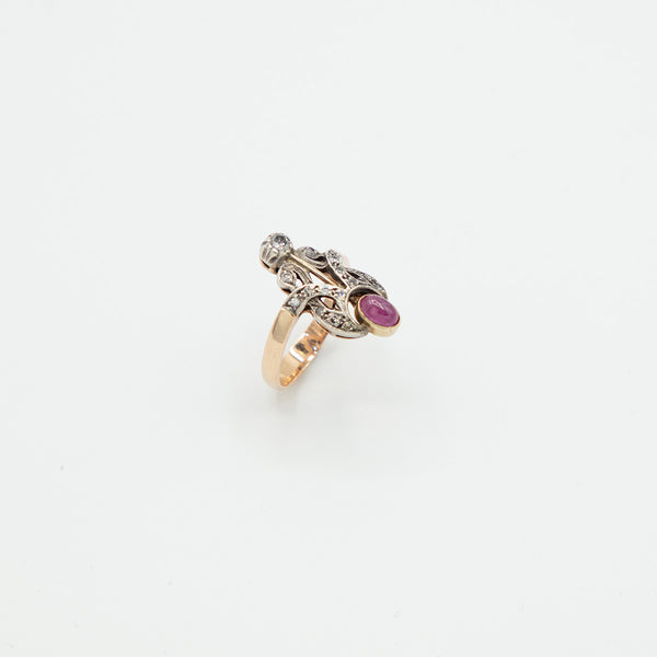 Vintage Rubin Diamant Ring - Gelbgold
