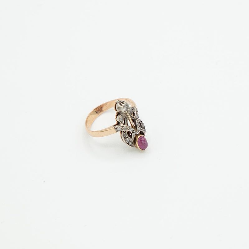 Vintage Rubin Diamant Ring - Gelbgold