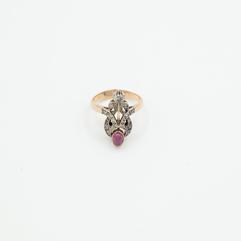 Vintage Rubin Diamant Ring - Gelbgold