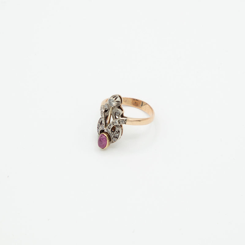 Vintage Rubin Diamant Ring - Gelbgold