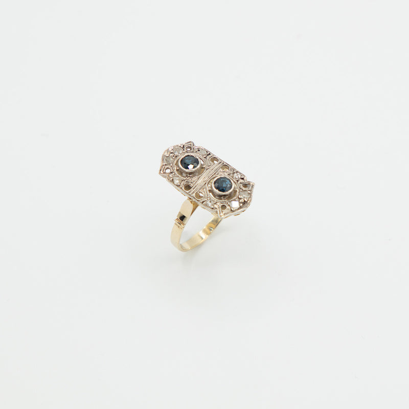 Vintage Saphir Diamant Ring - Gelbgold