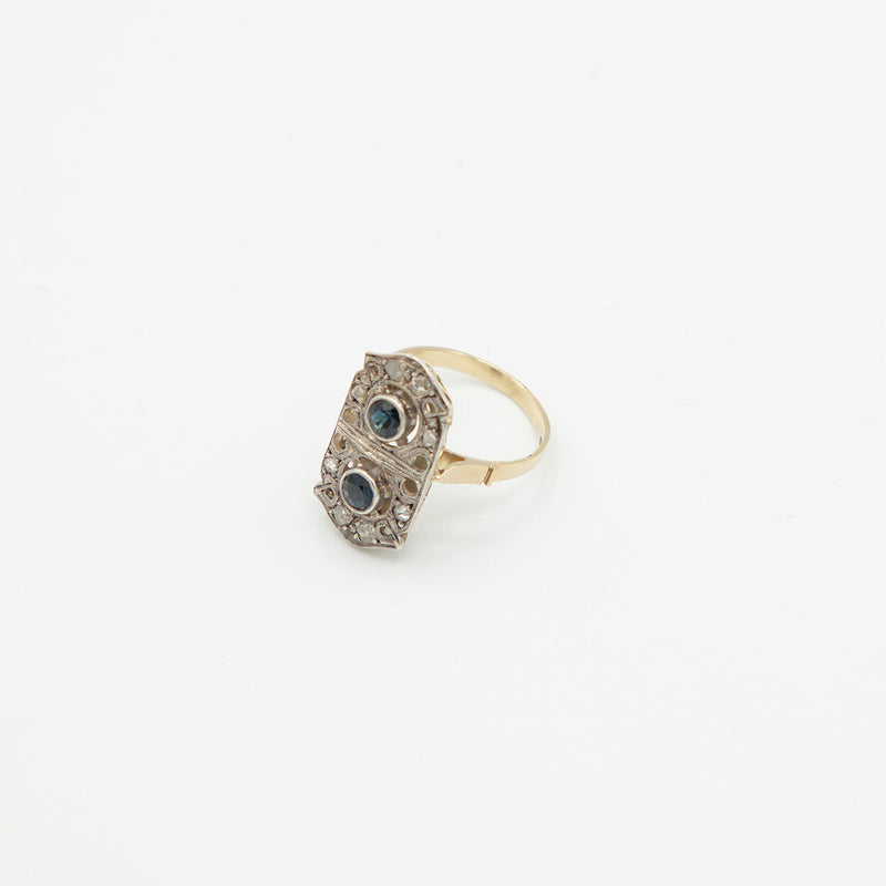 Vintage Saphir Diamant Ring - Gelbgold