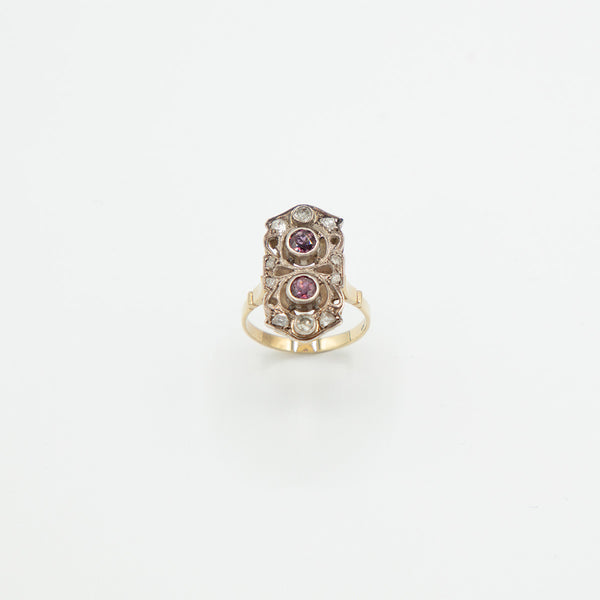 Vintage Rubin Diamant Ring - Gelbgold