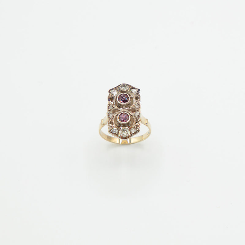 Vintage Rubin Diamant Ring - Gelbgold