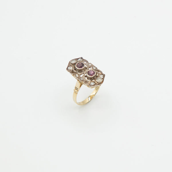 Vintage Rubin Diamant Ring - Gelbgold