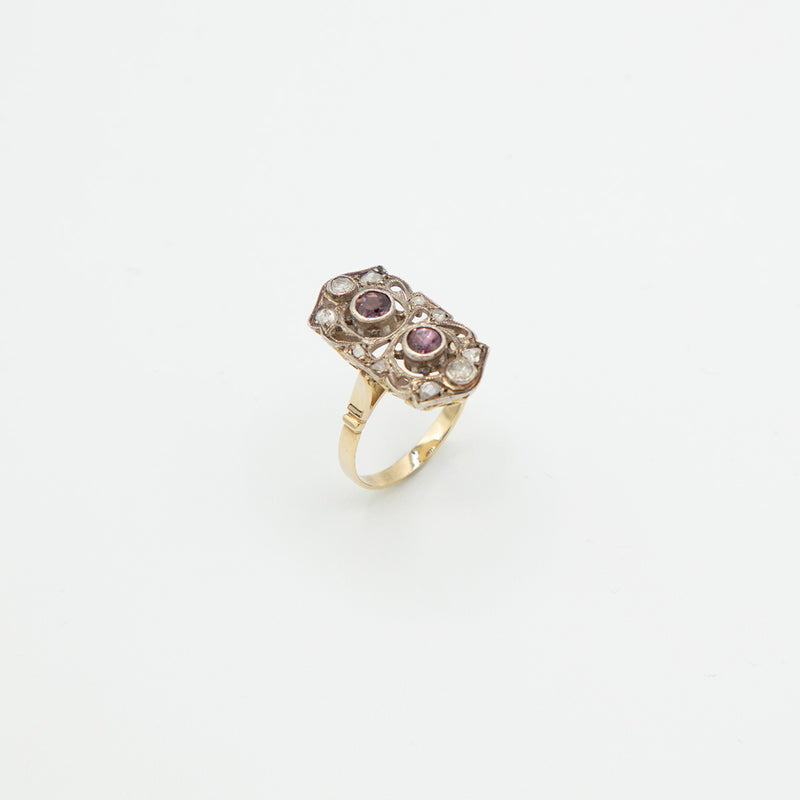 Vintage Rubin Diamant Ring - Gelbgold