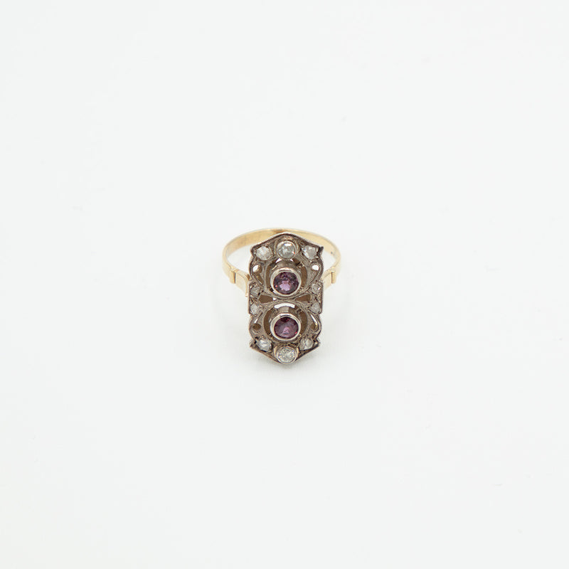 Vintage Rubin Diamant Ring - Gelbgold