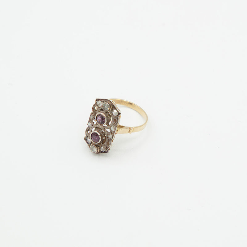 Vintage Rubin Diamant Ring - Gelbgold