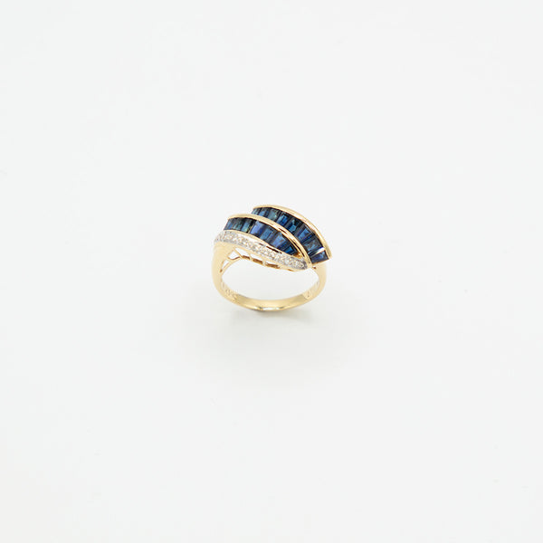 Vintage Diamant Saphir Ring - Gelbgold
