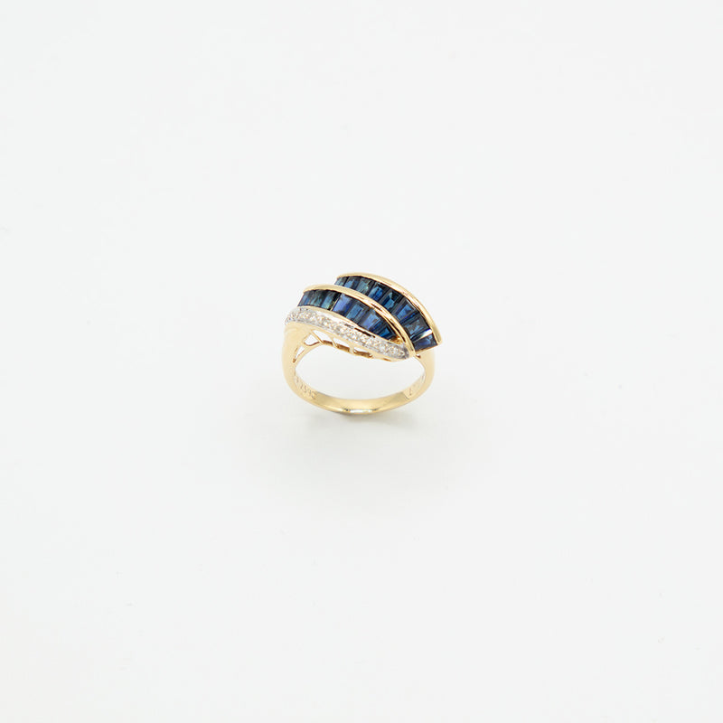 Vintage Diamant Saphir Ring - Gelbgold