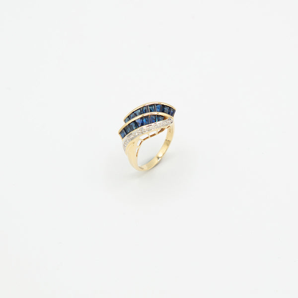 Vintage Diamant Saphir Ring - Gelbgold