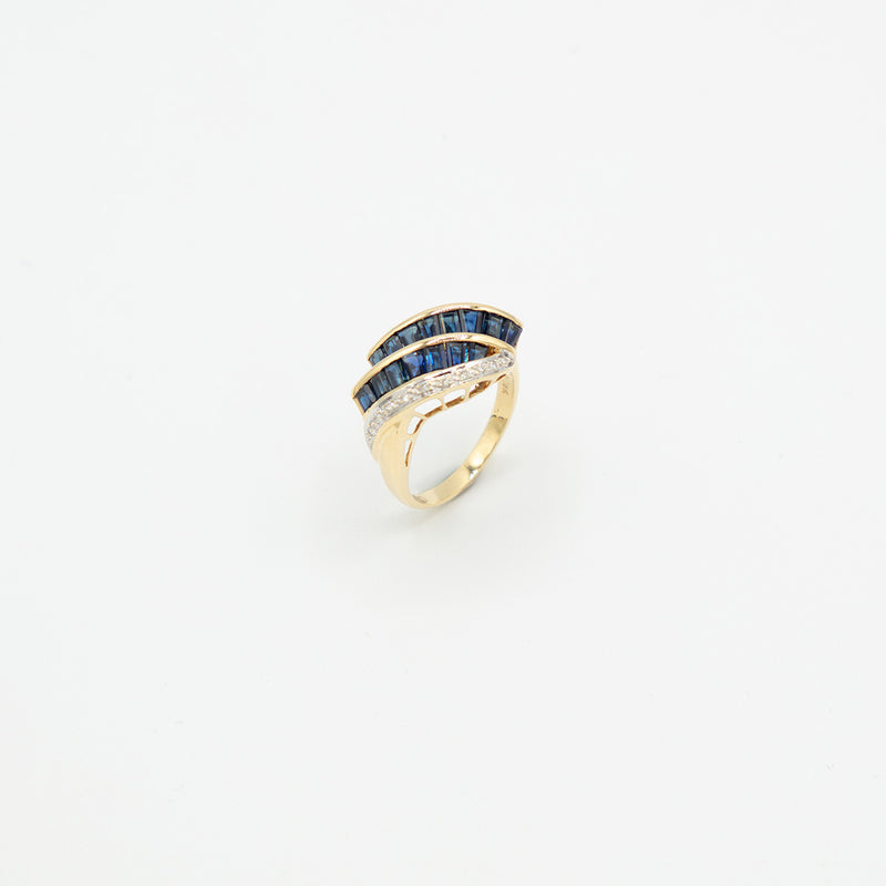 Vintage Diamant Saphir Ring - Gelbgold
