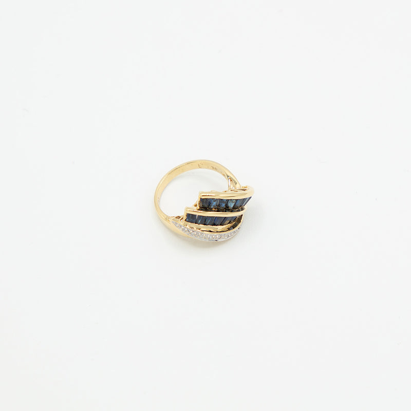 Vintage Diamant Saphir Ring - Gelbgold