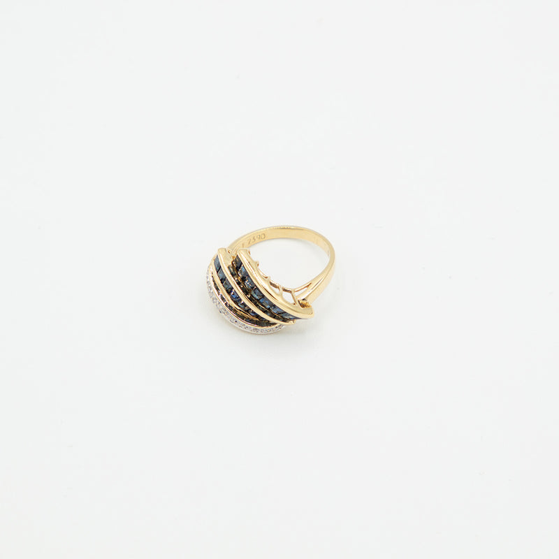 Vintage Diamant Saphir Ring - Gelbgold