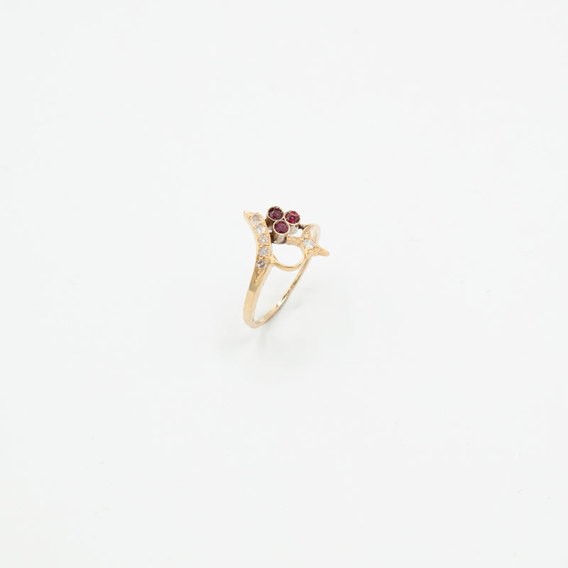 Vintage Rubin Brillant Ring - Gelbgold