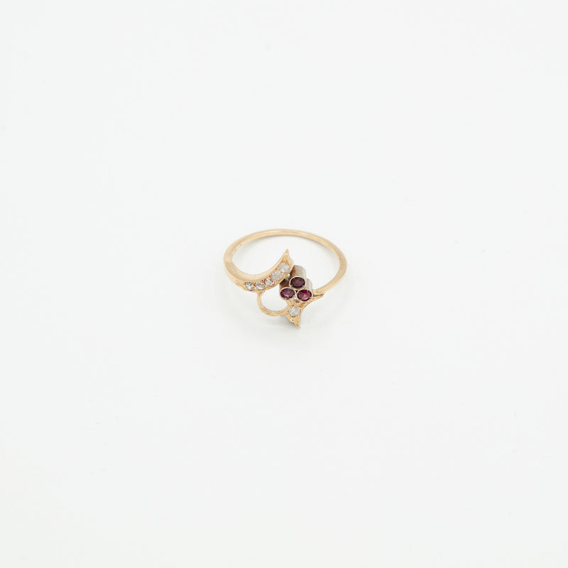 Vintage Rubin Brillant Ring - Gelbgold