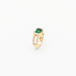 Vintage Emerald Diamond Ring - Gelbgold