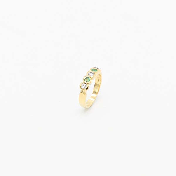 Vintage Emerald Diamond Ring - Gelbgold