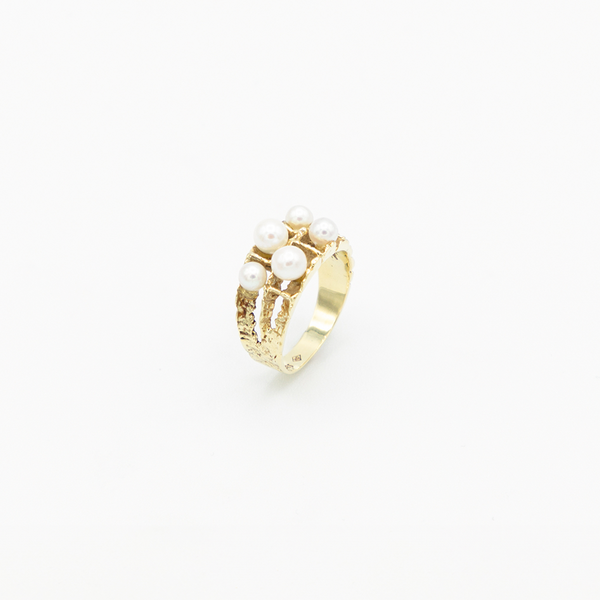 Vintage Five Pearl Ring - Gelbgold