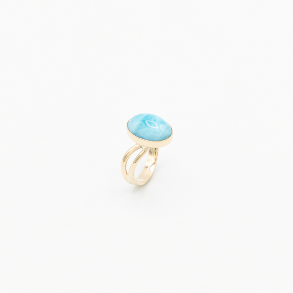 Vintage Larimar Ring - Gelbgold