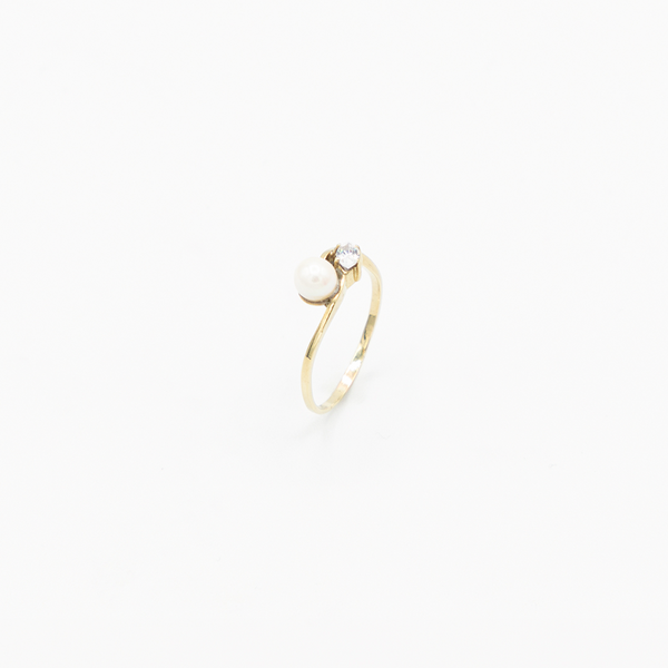 Vintage One Pearl Ring - Gelbgold