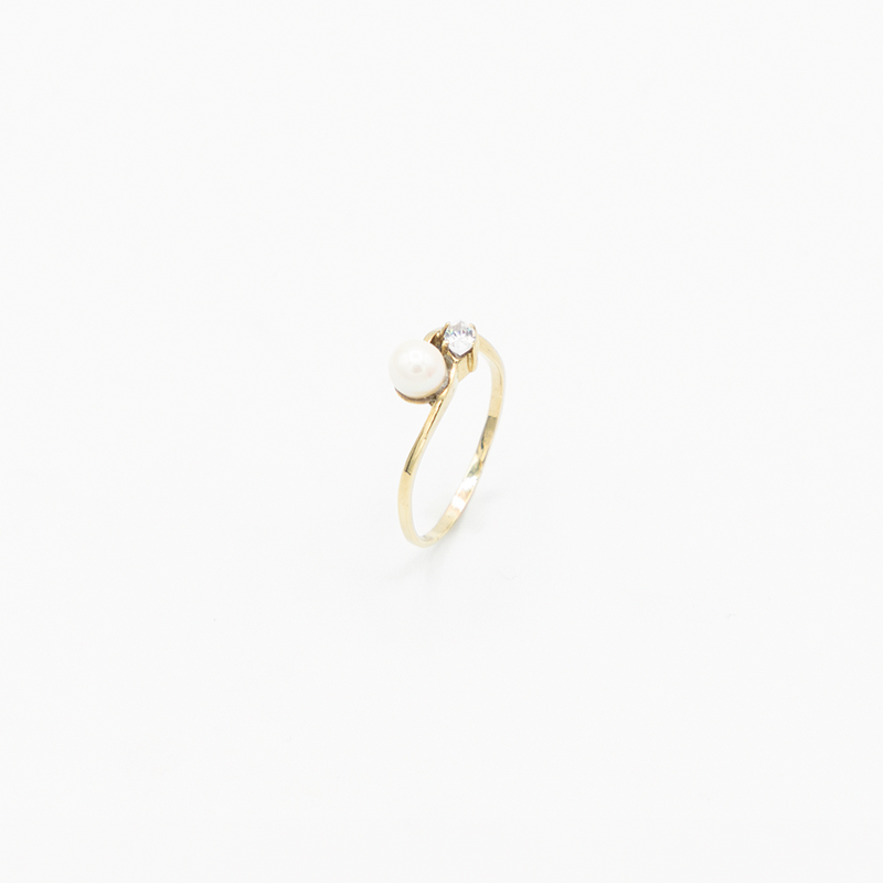 Vintage One Pearl Ring - Gelbgold