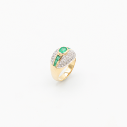 Vintage Emerald Diamond Ring - Gelbgold