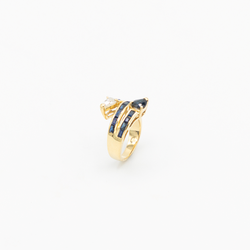 Vintage Drop Diamond Saphire Ring - Gelbgold